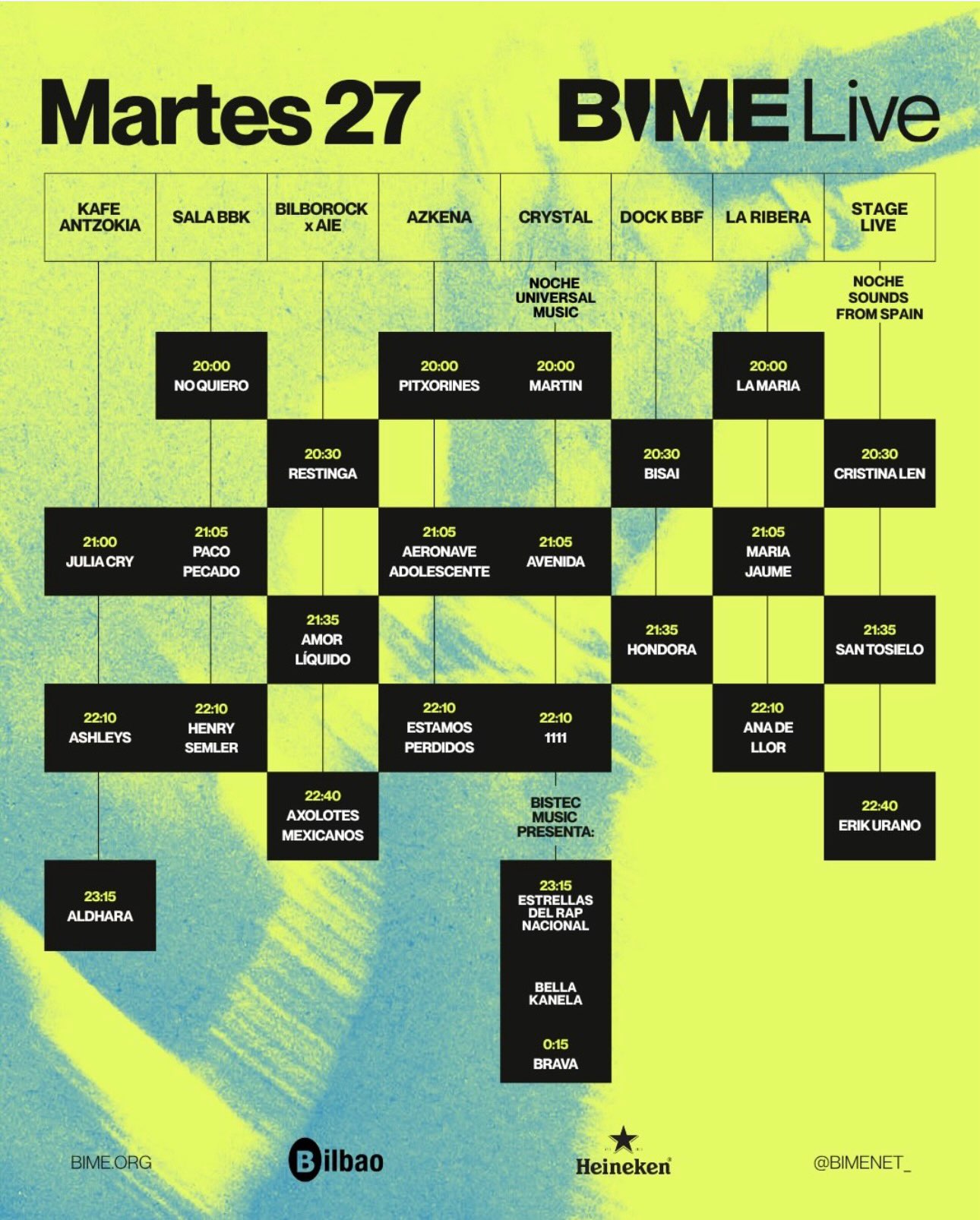 Cartel BIME Live Martes 27